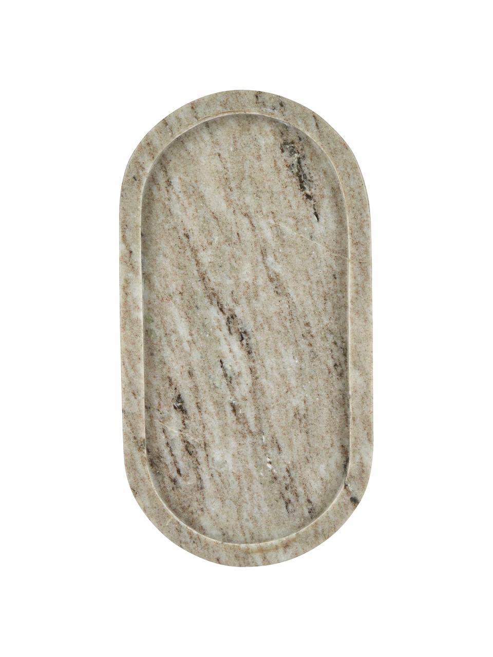 Deko-Tablett Oval aus Marmor in Beige, Marmor, Beige, B 28 x T 15 cm