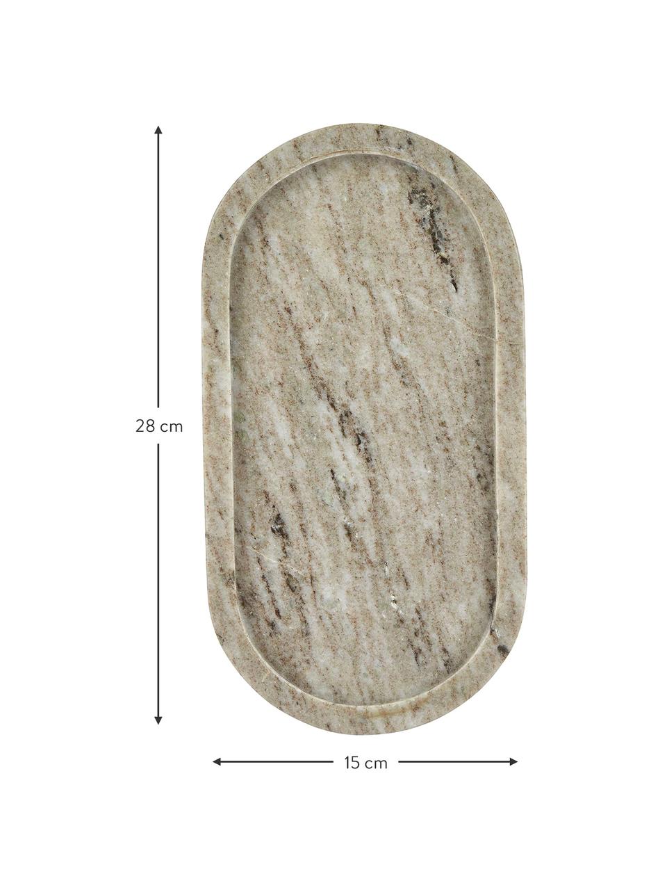 Decoratief dienblad Oval van marmer, Marmer, Beige, gemarmerd, B 28 x D 15 cm