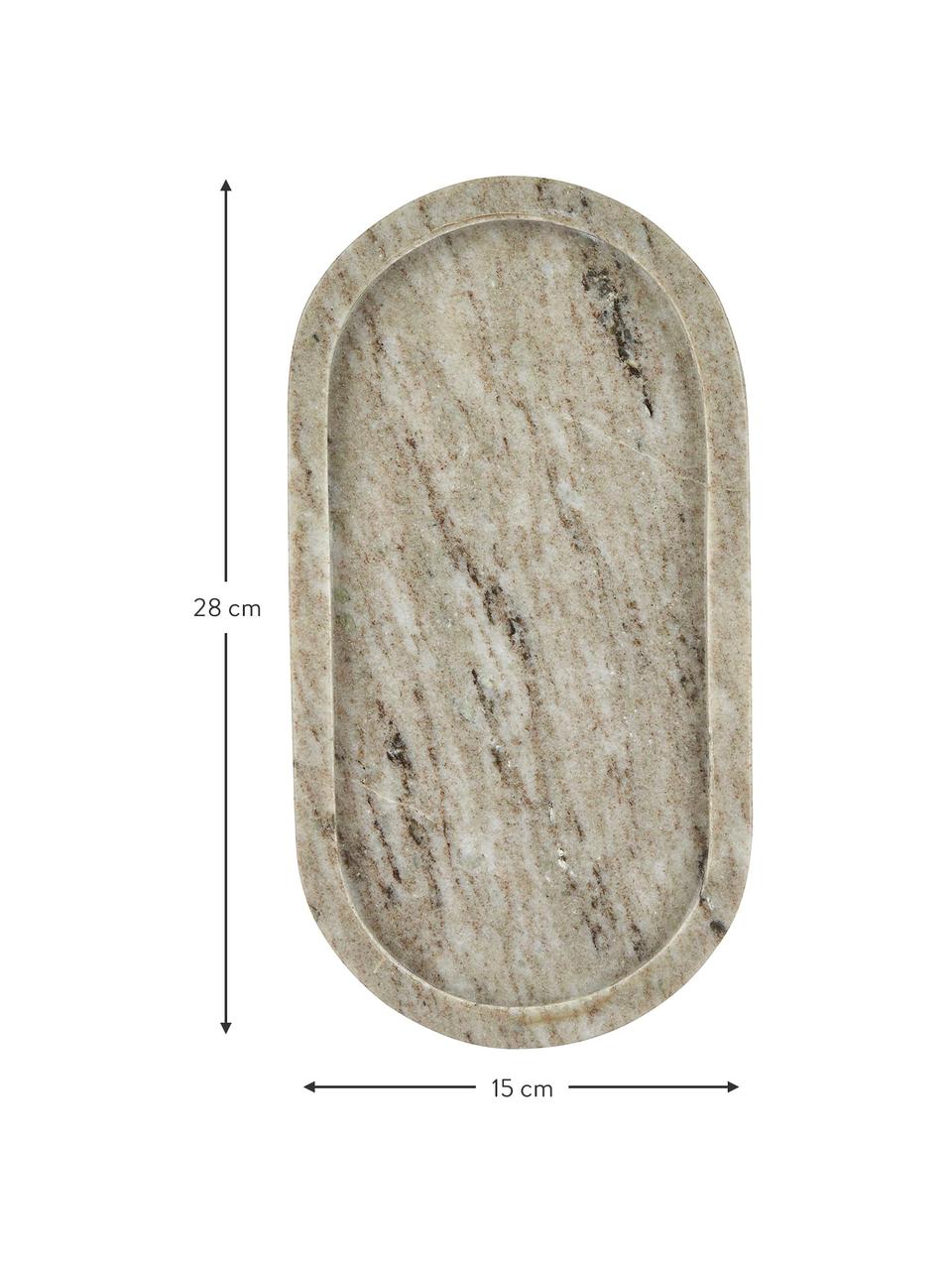 Dekorativní tác z mramoru Oval, Mramor, Béžová, mramorovaná, Š 28 cm, H 15 cm