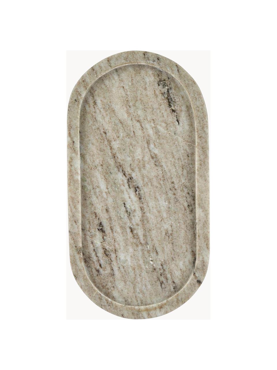Deko-Tablett Oval aus Marmor, Marmor, Hellbeige, marmoriert, B 28 x T 15 cm