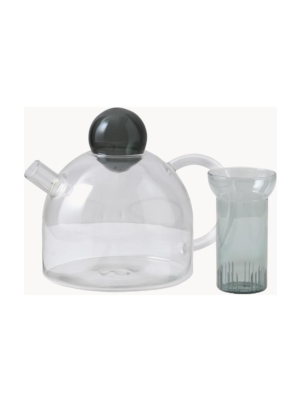 Mundgeblasene Teekanne Still, 1.3 L, Glas, Transparent, Anthrazit, 1.3 L