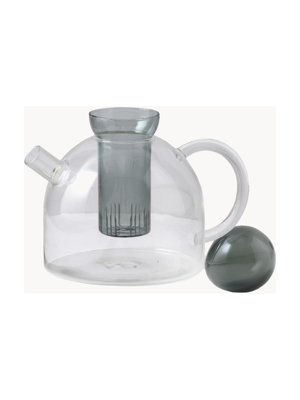 Mundgeblasene Teekanne Still, 1.3 L, Glas, Transparent, Anthrazit, 1.3 L