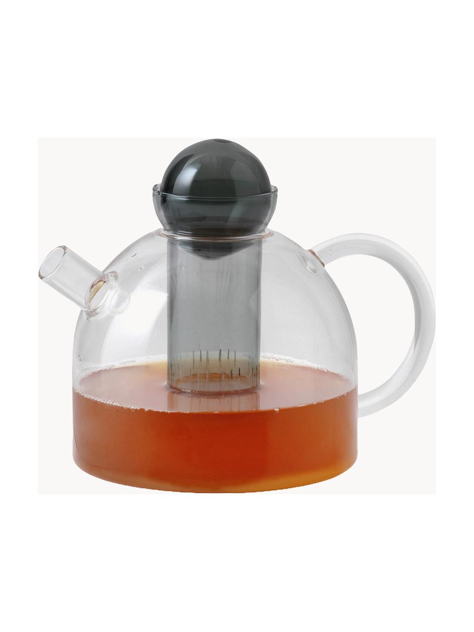 Mundgeblasene Teekanne Still, 1.3 L, Glas, Transparent, Anthrazit, 1.3 L