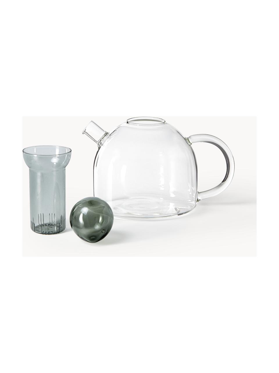 Mundgeblasene Teekanne Still, 1.3 L, Glas, Transparent, Anthrazit, 1.3 L