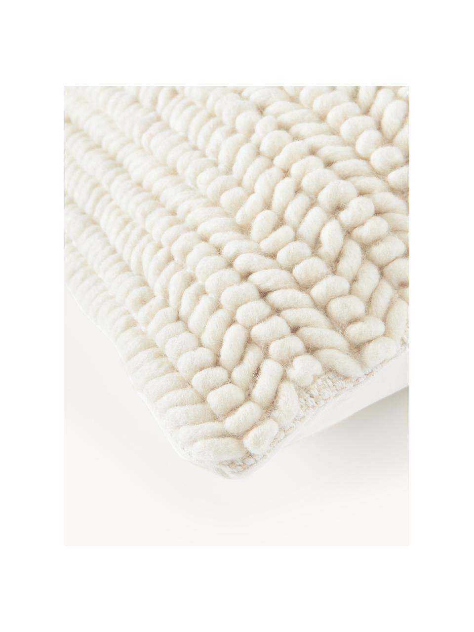 Housse de coussin en tricot Idra, Blanc crème, larg. 45 x long. 45 cm