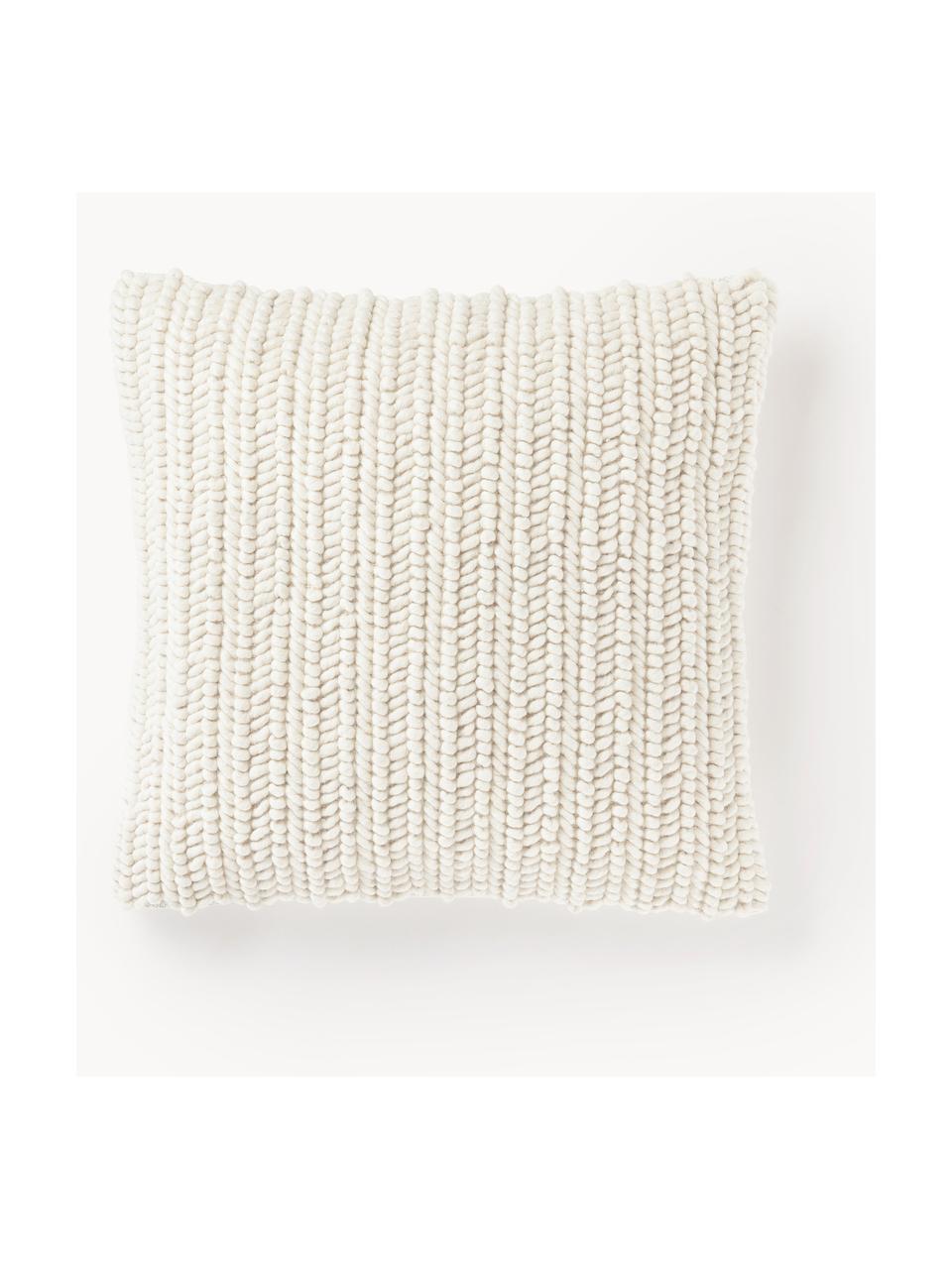 Housse de coussin en tricot Idra, Blanc crème, larg. 45 x long. 45 cm