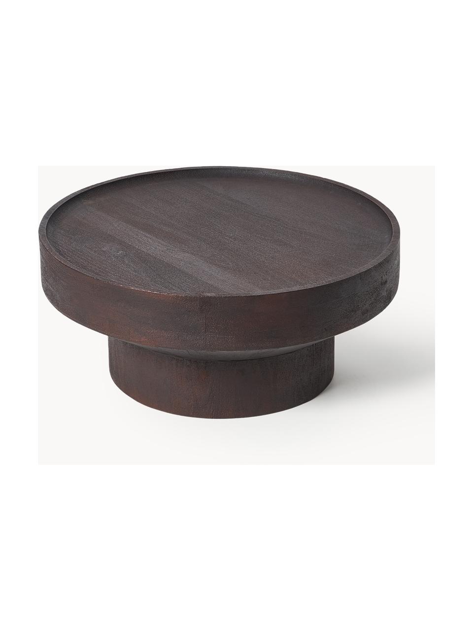 Mesa de centro redonda de madera de mango Benno, Madera de mango maciza lacada

Este producto está hecho de madera de origen sostenible y con certificación FSC®., Madera de mango lacada en marrón oscuro, Ø 80 cm