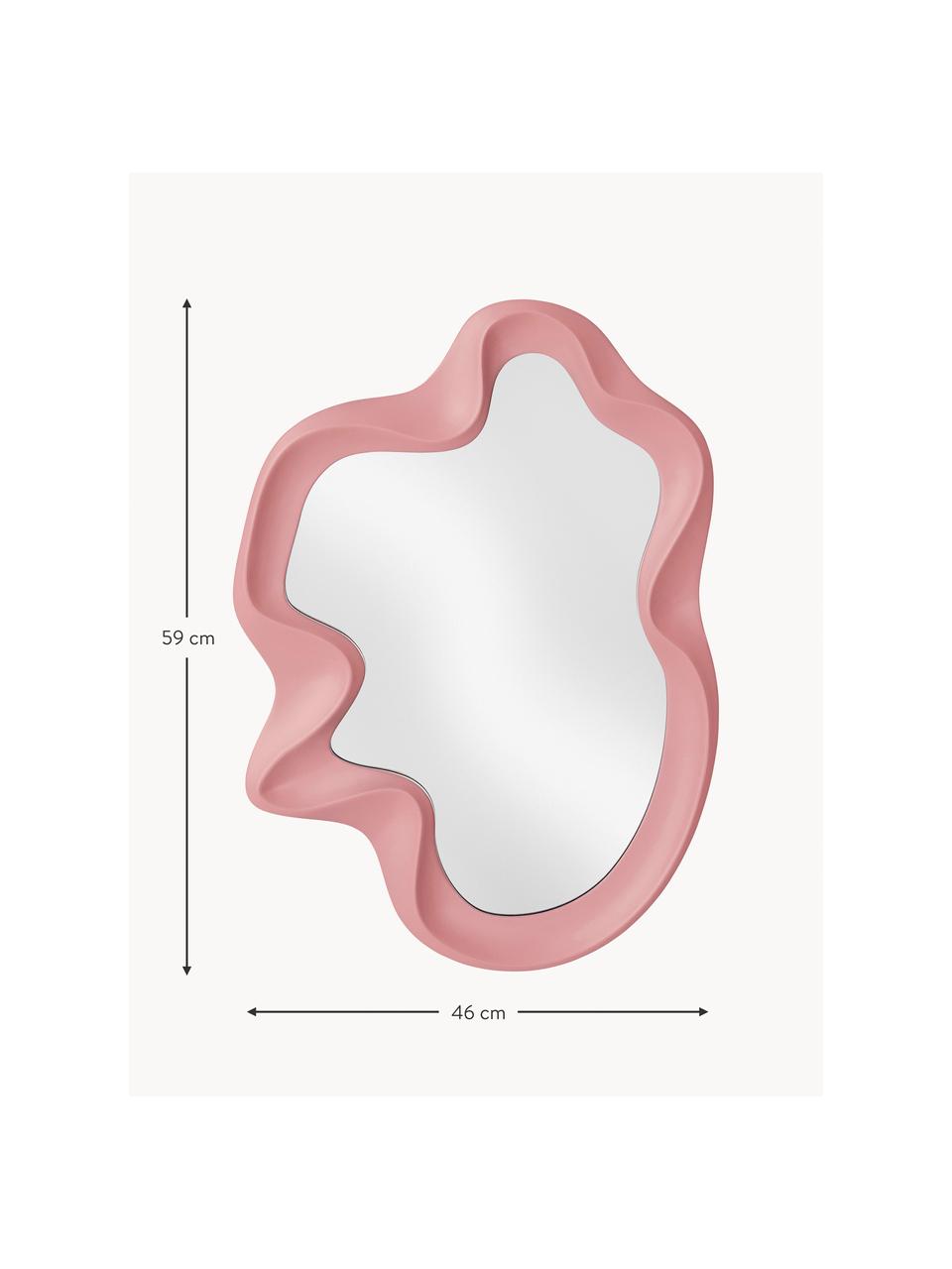 Nástěnné zrcadlo v organickém tvaru Ire, Světle růžová, Š 46 cm, V 59 cm