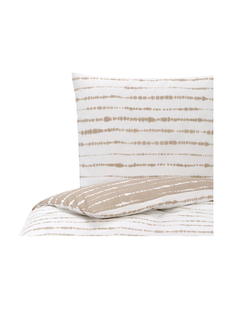 Obojstranná posteľná bielizeň z organickej bavlny Remi, Béžová, biela, 135 x 200 cm + 1 vankúš 80 x 80 cm