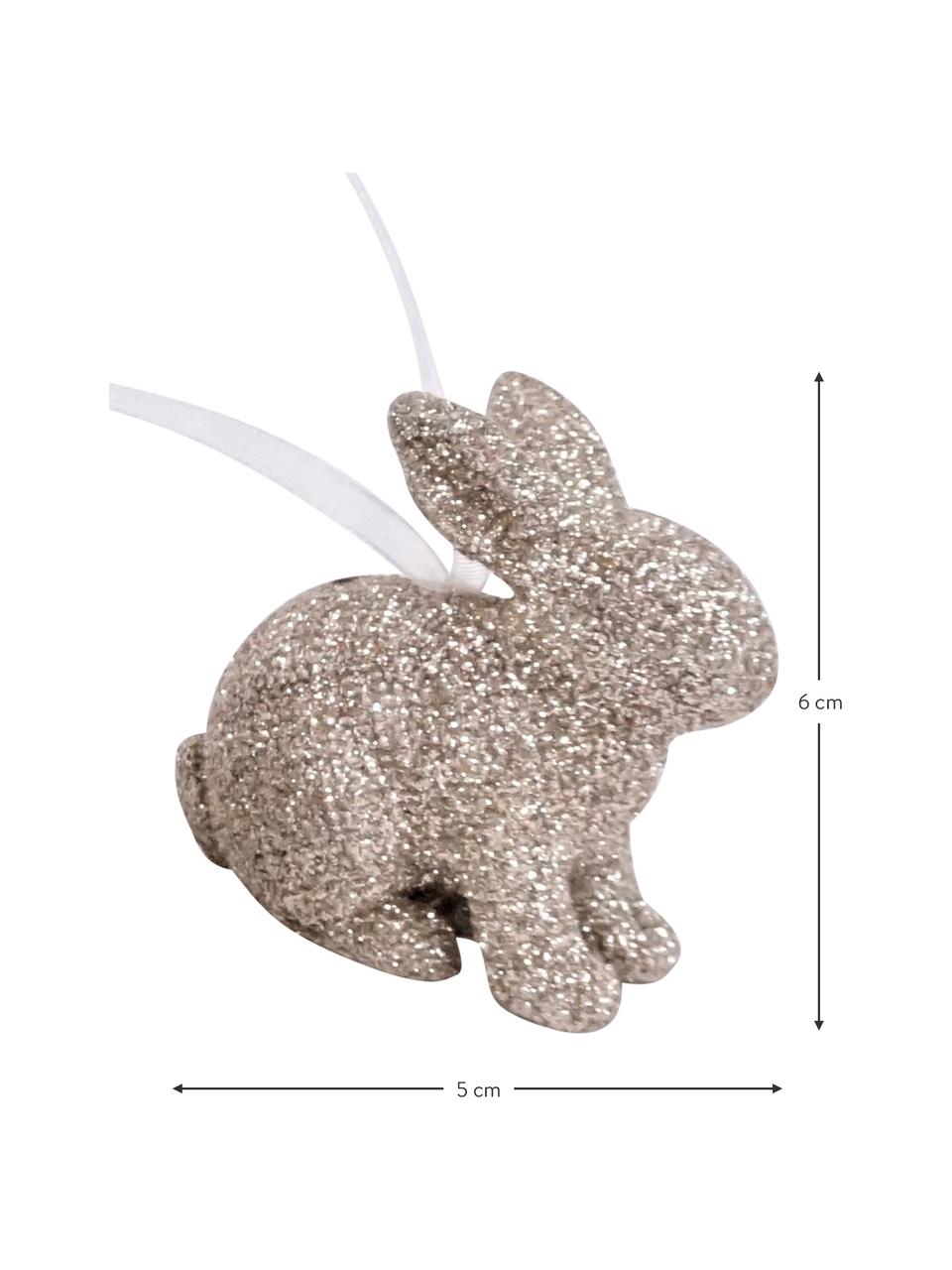 Mini lapins de Pâques Pailletti, 6 pièces, Résine, Couleur dorée, blanc, larg. 5 x haut. 6 cm