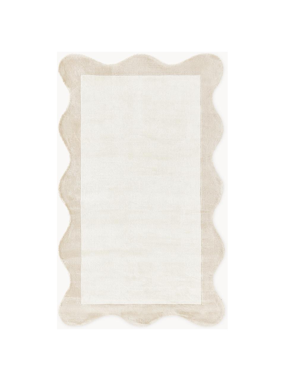 Tapis en viscose tissé main Wavy, Beige, larg. 80 x long. 150 cm (taille XS)