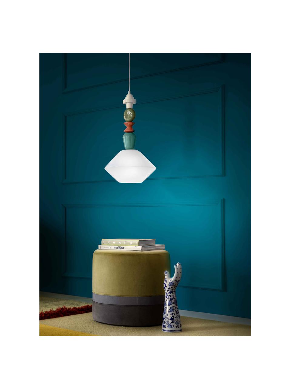 Ručně vyrobené designové závěsné svítidlo Lariat, Tlumeně bílá, více barev, Ø 31 cm, V 56 cm