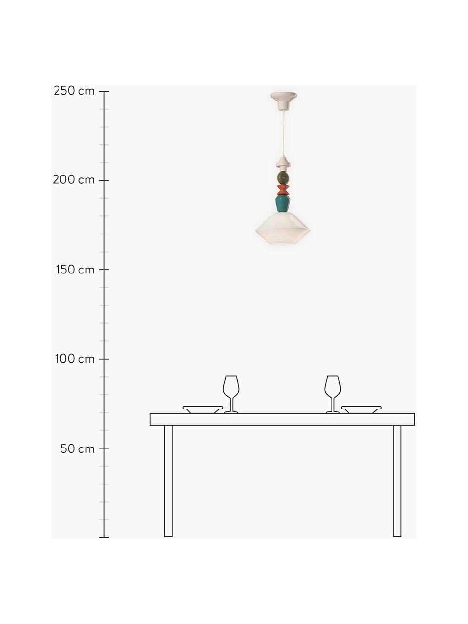 Lampada a sospensione di design fatta a mano Lariat, Paralume: vetro, Baldacchino: alluminio, verniciato a p, Bianco latte, multicolore, Ø 31 x Alt. 56 cm