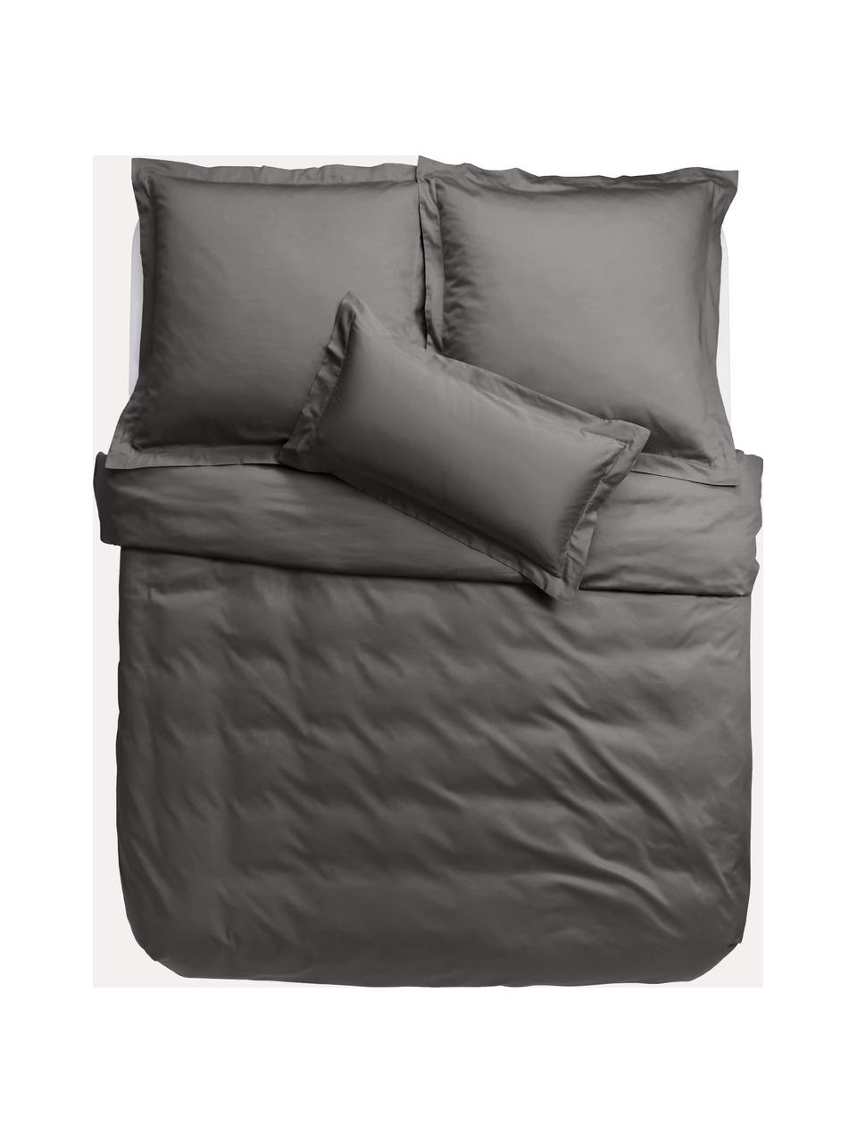 Housse de couette en satin de coton Premium, Gris foncé, larg. 200 x long. 200 cm