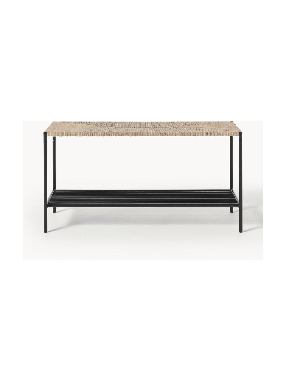 Banco June, Estructura: metal con pintura en polv, Asiento: yute, madera contrachapad, Negro, beige, An 90 x F 35 cm