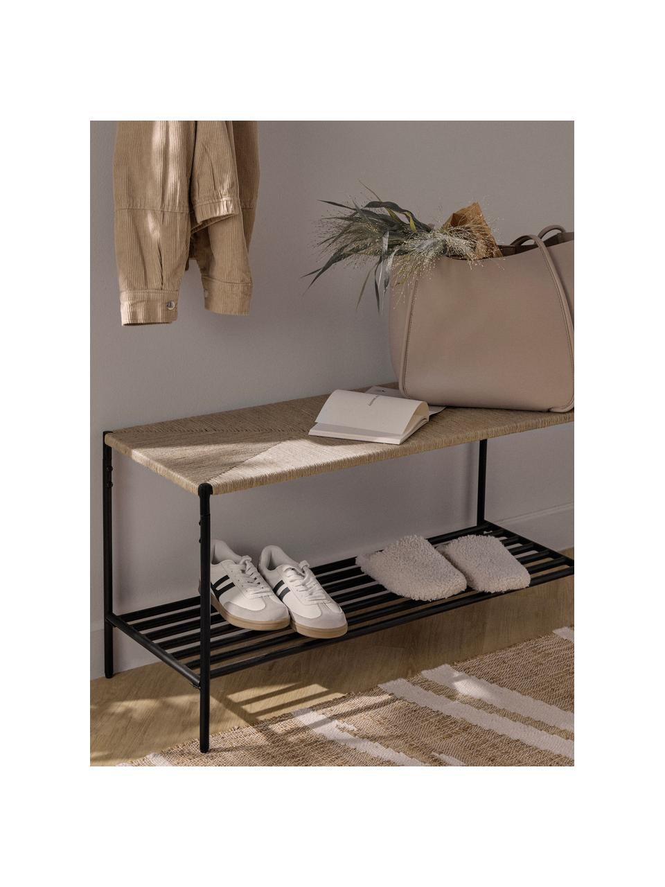 Banc June, Noir, beige, larg. 90 x haut. 46 cm