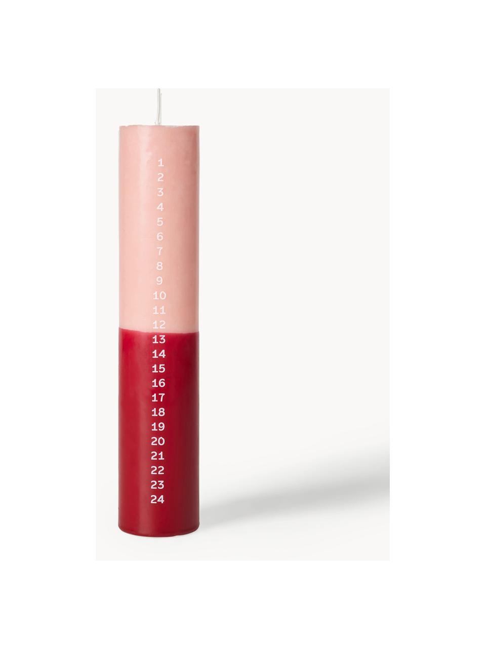 Bougie de l'Avent Duo, Stéarine pure, Rouge, rose pâle, Ø 5 x haut. 25 cm