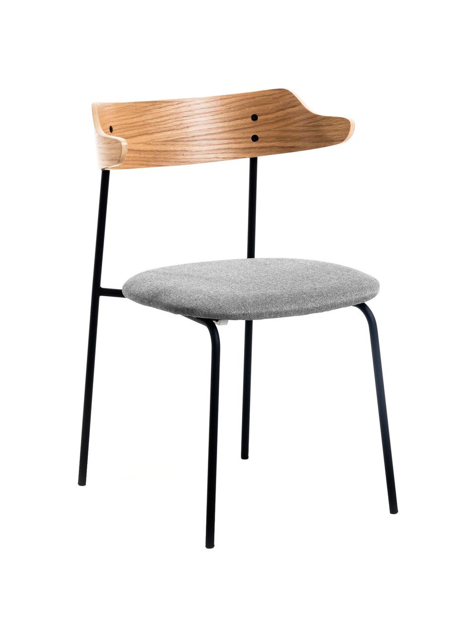 Čalúnená stolička s operadlom z dreva Olympia, 2 ks, Sivá, dub