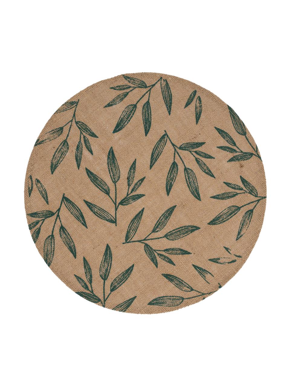 Placemats Pep, 2 stuks, Jute, Beige, groen, 40 x 40 cm