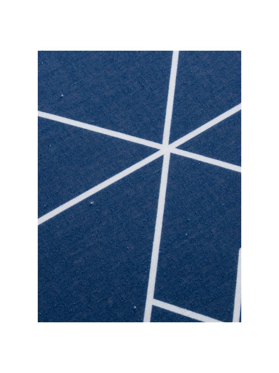 Dubbelzijdig beddengoed Meraki, Katoen, Donkerblauw, lichtblauw, wit, 240 x 220 cm + 2 kussenhoezen 60 x 70 cm