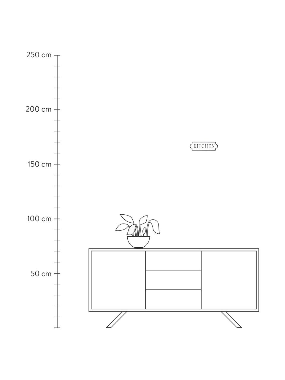 Wandschild Kitchen, Metall, mit Motivfolie beklebt, Weiß, Schwarz, 26 x 8 cm