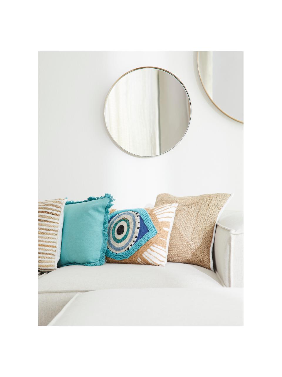 Coussin rectangulaire ethnique Ethno Eye, Blanc, beige, bleu, larg. 35 x long. 55 cm