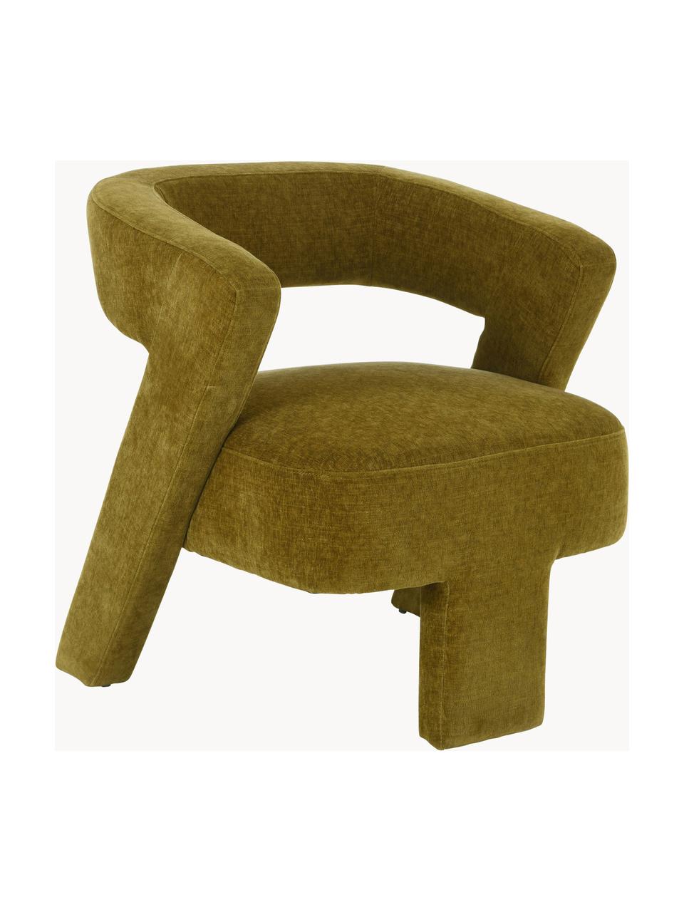 Fluwelen loungefauteuil Jagger, Bekleding: fluweel (100 % polyester), Frame: MDF, grenenhout, Fluweel olijfgroen, B 73 x D 74 cm