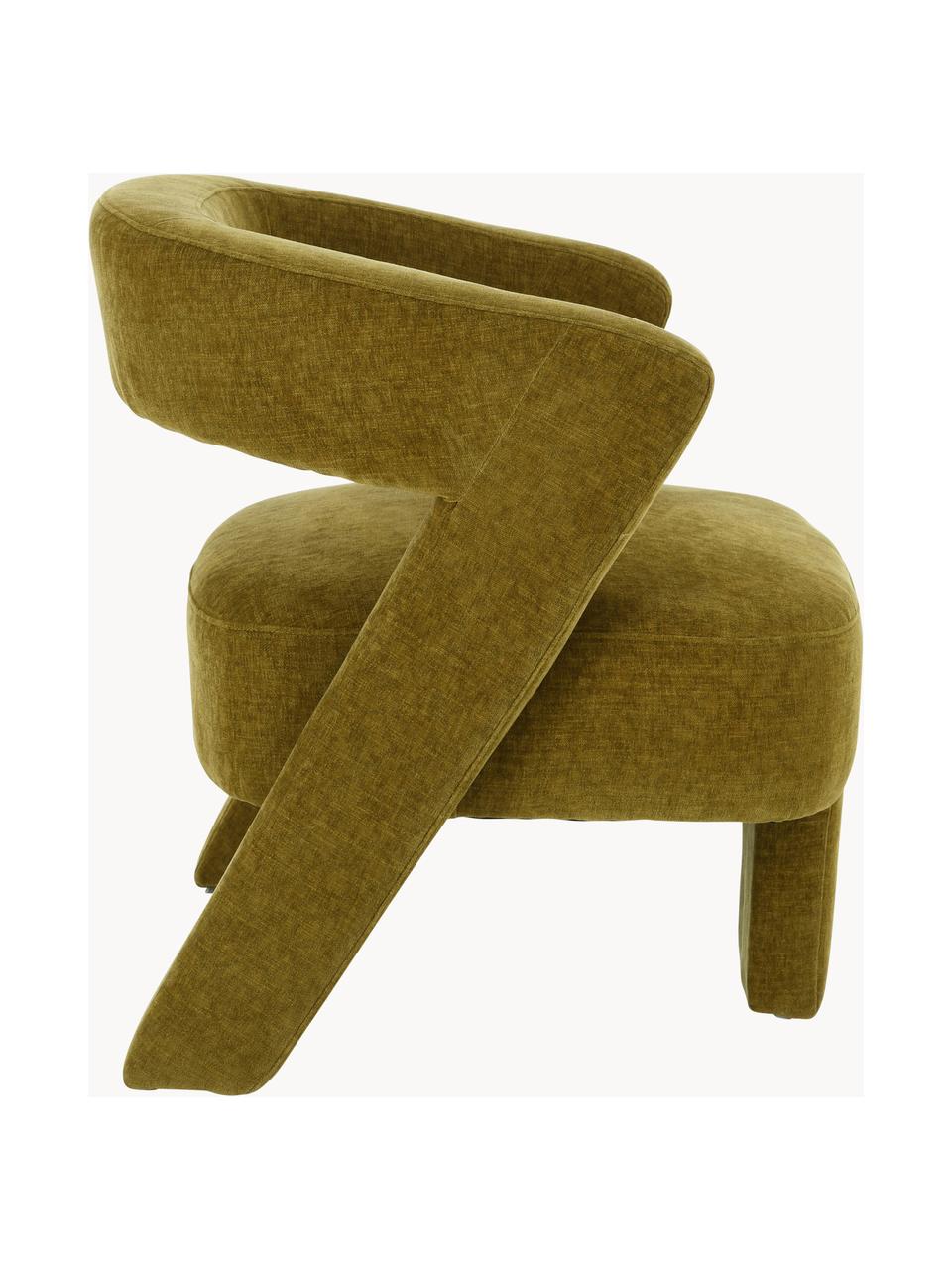 Fluwelen loungefauteuil Jagger, Bekleding: fluweel (100 % polyester), Frame: MDF, grenenhout, Fluweel olijfgroen, B 73 x D 74 cm