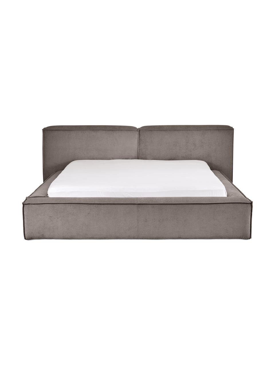 Polsterbett Lennon aus Cord mit Stauraum, Bezug: Cord (98% Polyester, 2% P, Gestell: Massives Kiefernholz, FSC, Cord Taupe, B 180 x L 200 cm