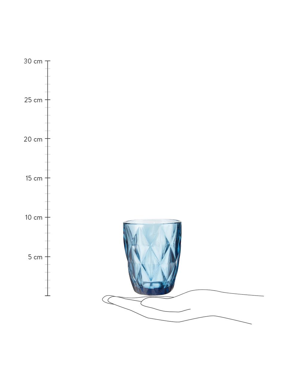 Verres à eau avec embossage décoratif Colorado, 4 pièces, Verre, Bleu, Ø 8 x haut. 10 cm, 260 ml
