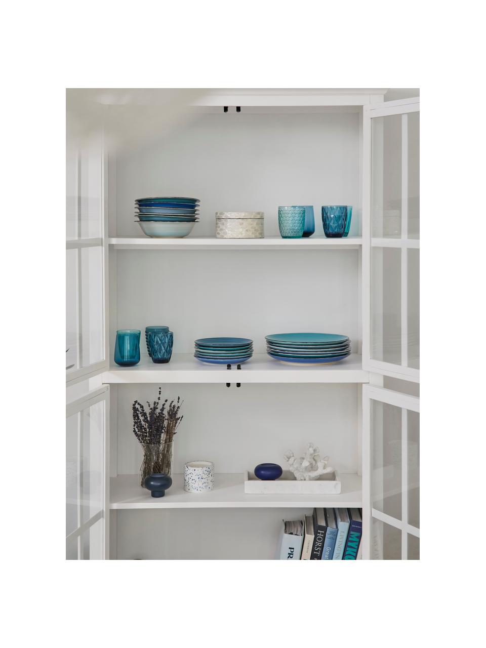 Vasos con relieve Colorado, 4 uds., Vidrio, Azul, transparente, Ø 8 x Al 10 cm, 260 ml