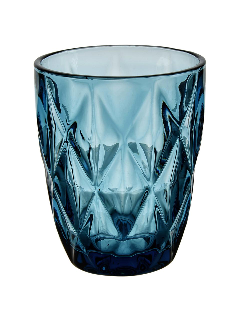 Wassergläser Colorado mit Strukturmuster, 4 Stück, Glas, Blau, Transparent, Ø 8 x H 10 cm, 260 ml