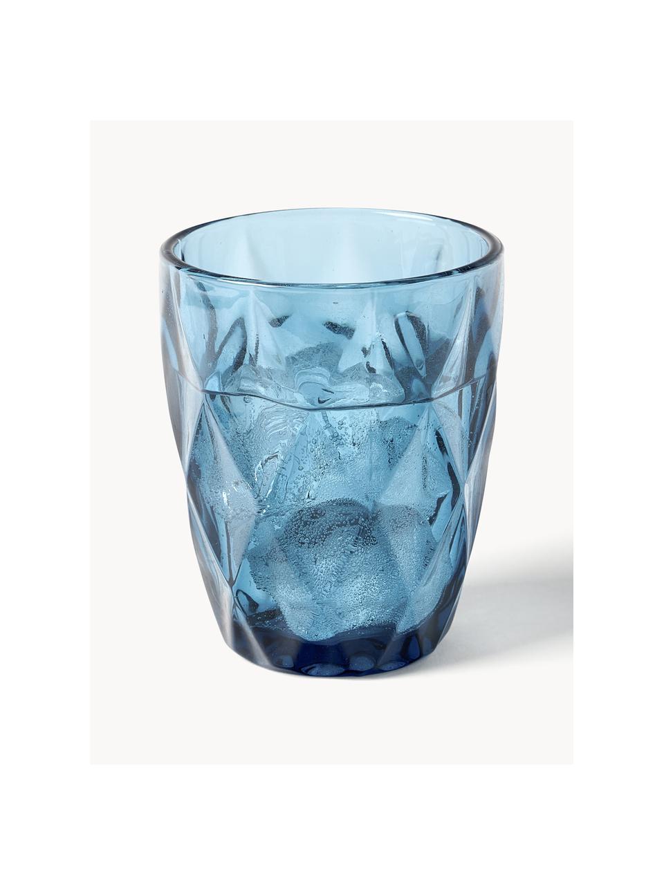 Vasos con patrón texturizado Colorado, 4 uds., Vidrio, Azul, transparente, Ø 8 x Al 10 cm, 260 ml