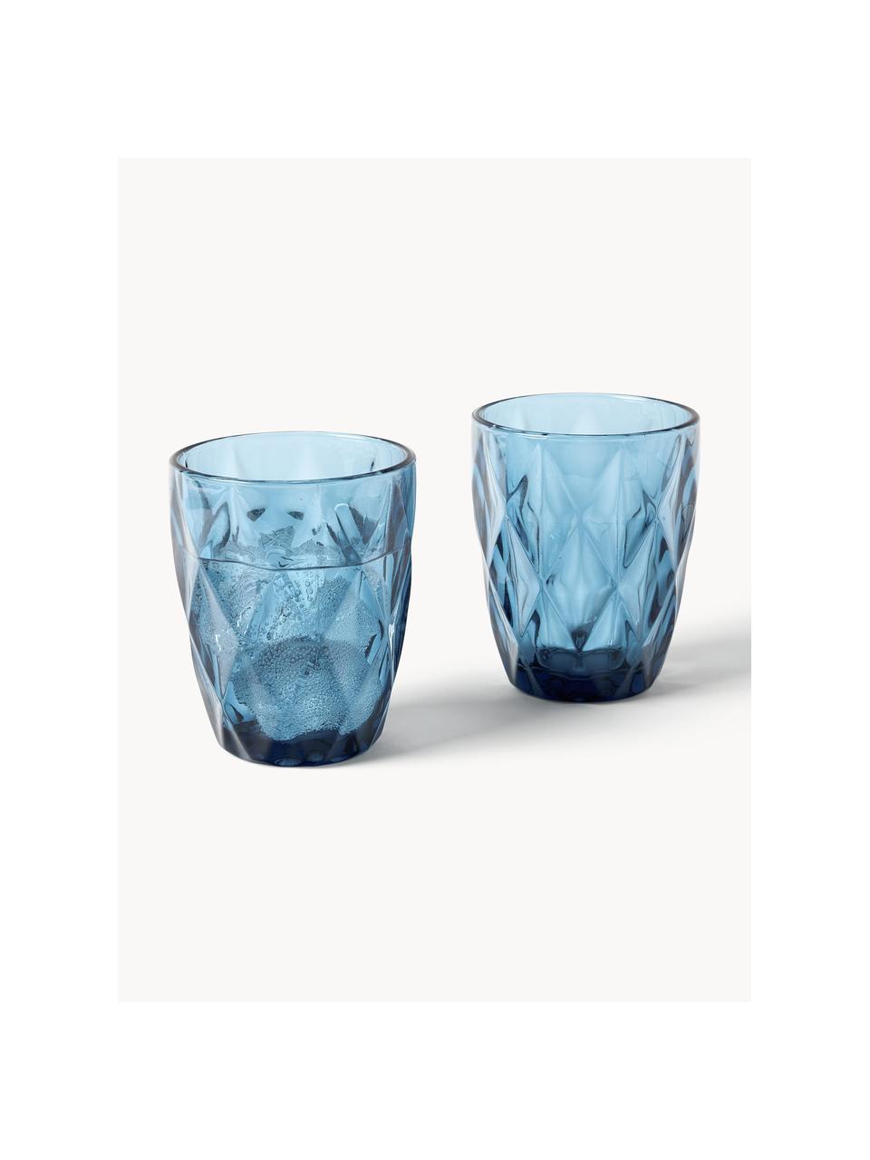 Verres à eau avec embossage décoratif Colorado, 4 pièces, Bleu, Ø 8 x haut. 10 cm, 260 ml