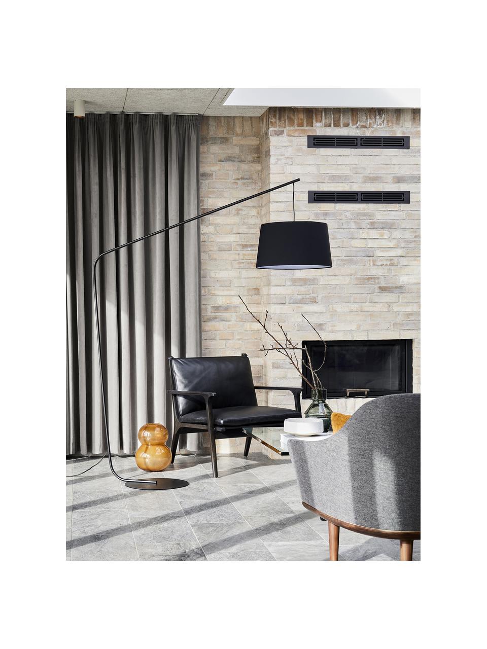 Grosse Design Bogenlampe Lobby, Lampenschirm: Textil, Schwarz, H 200 cm