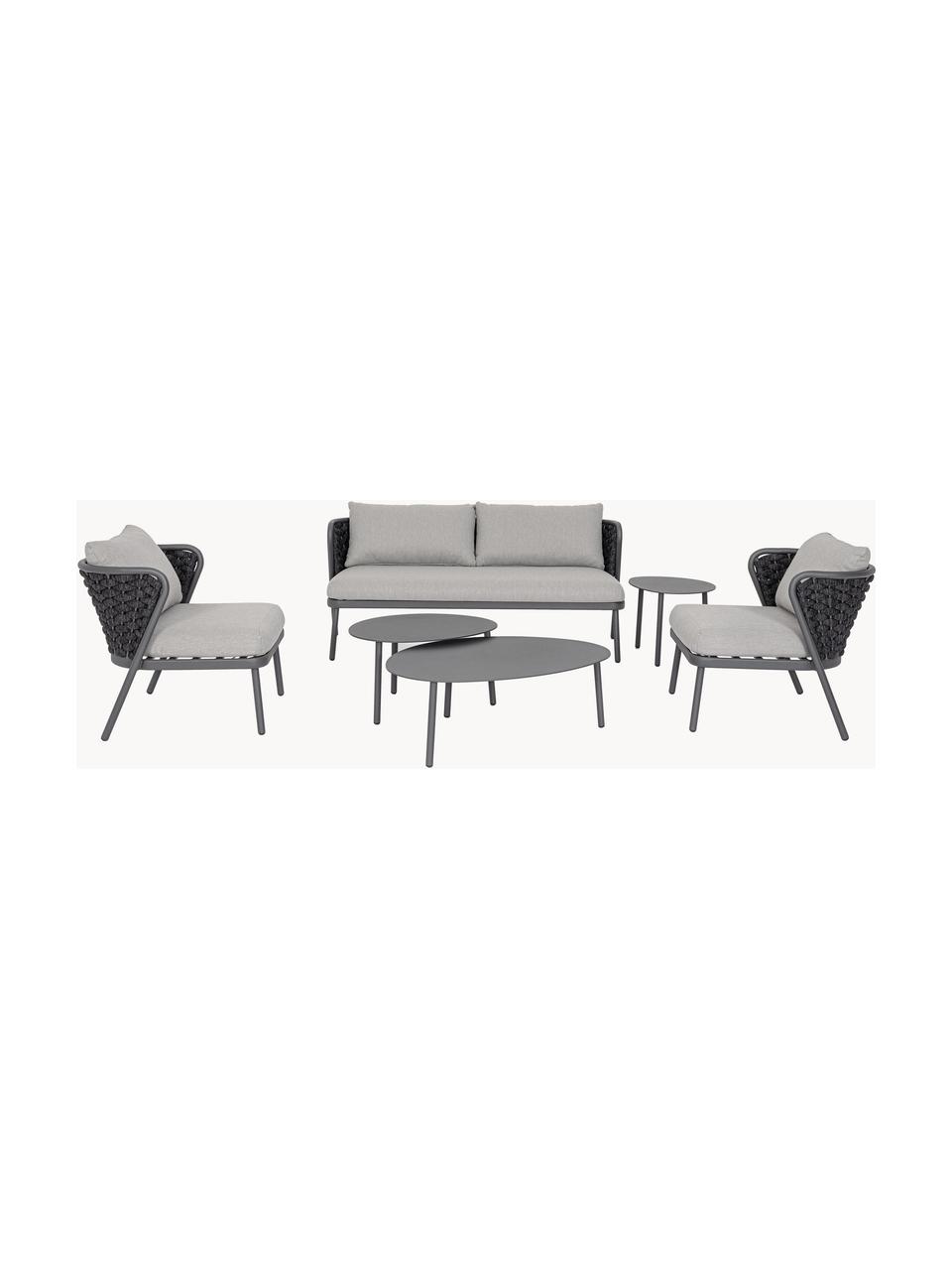 Sofa ogrodowa Harlow (2-osobowa), Tapicerka: 100% polipropylen, Stelaż: aluminium malowane proszk, Jasnoszara tkanina, antracytowy, S 165 x G 77 cm