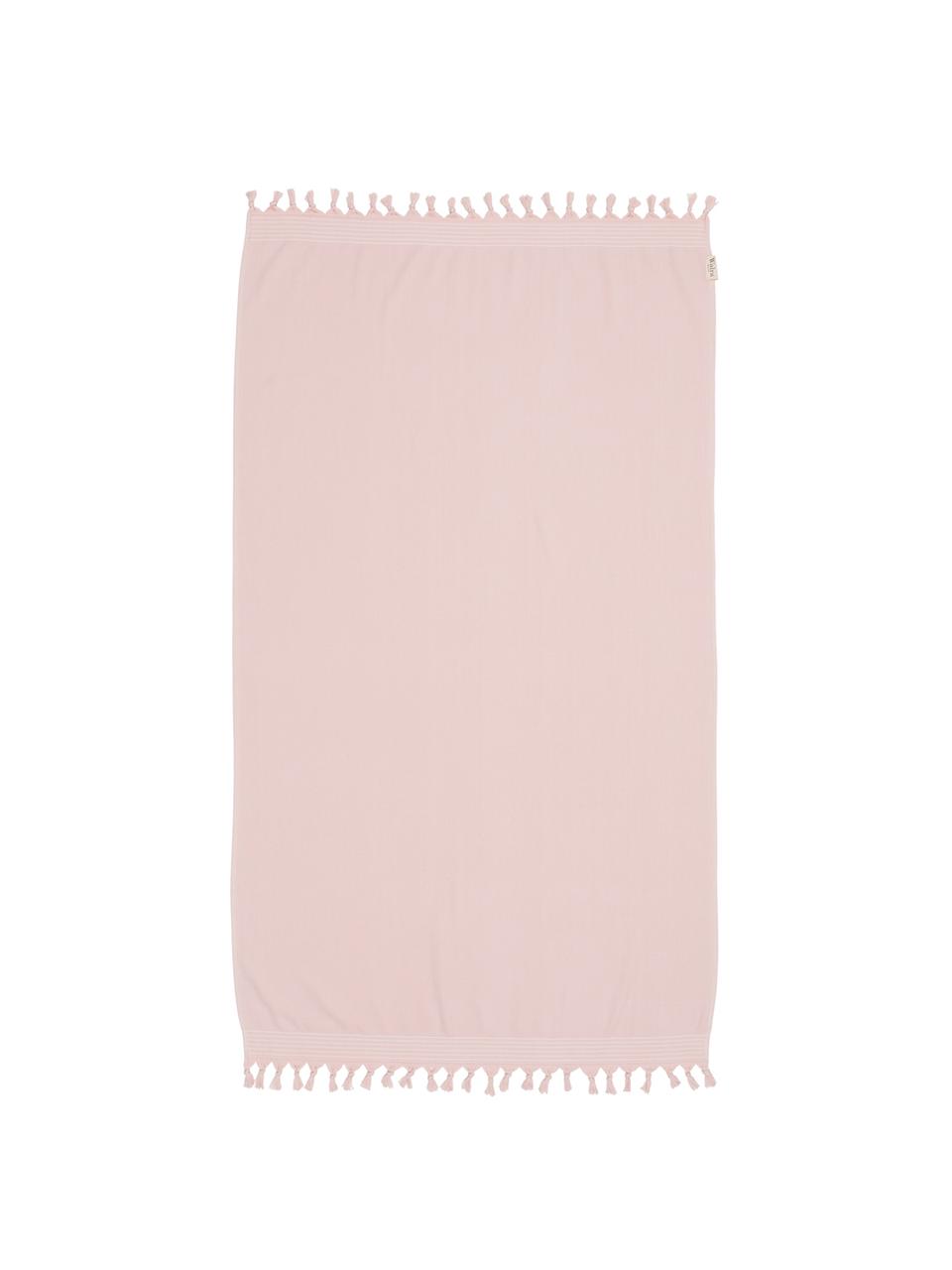 Fouta en tissu éponge Soft Coton, Rose, blanc, larg. 100 x long. 180 cm