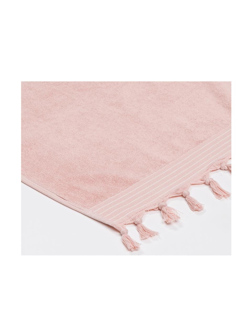 Hamamdoek Soft Cotton met achterzijde van badstof, Roze, wit, 100 x 180 cm