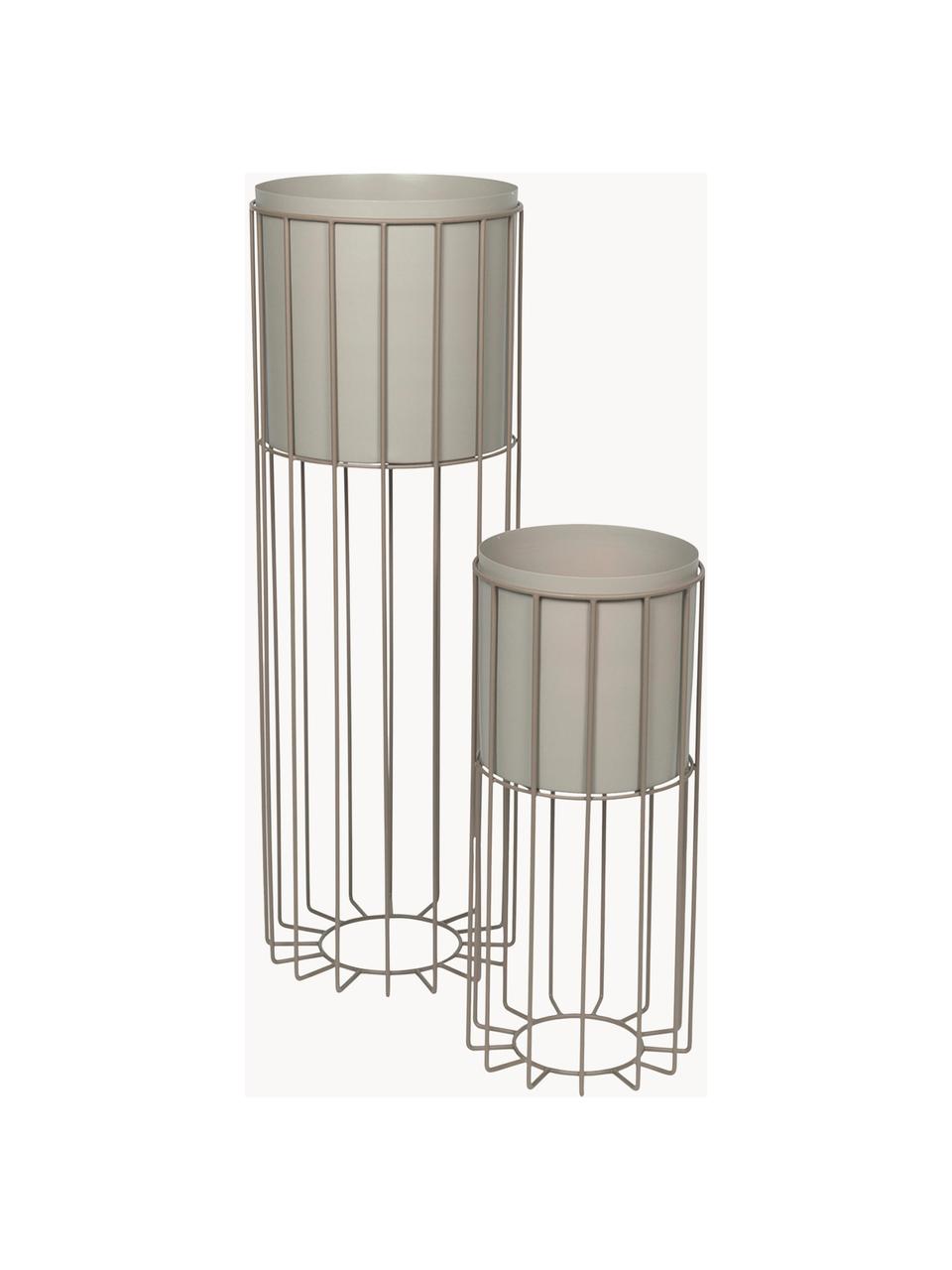 Übertopf-Set Fenja aus Metall, 2er-Set, Metall, beschichtet, Grau, Set mit verschiedenen Größen
