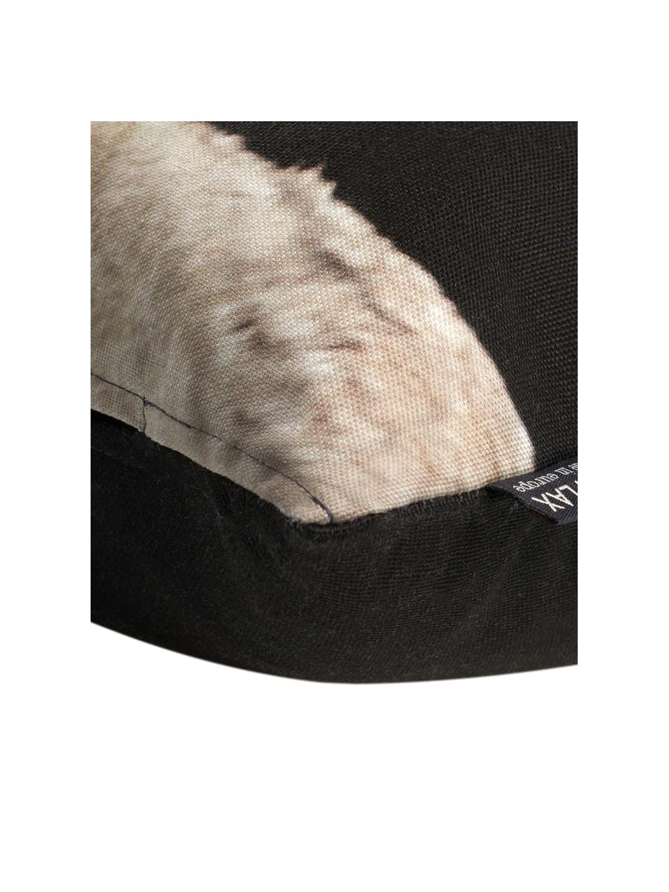 Povlak na polštář s motivem jelena Pavel, Černá, odstíny béžové