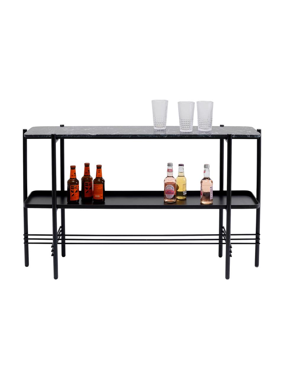 Console avec plateau en marbre Bennet, Noir, larg. 120 x haut. 72 cm