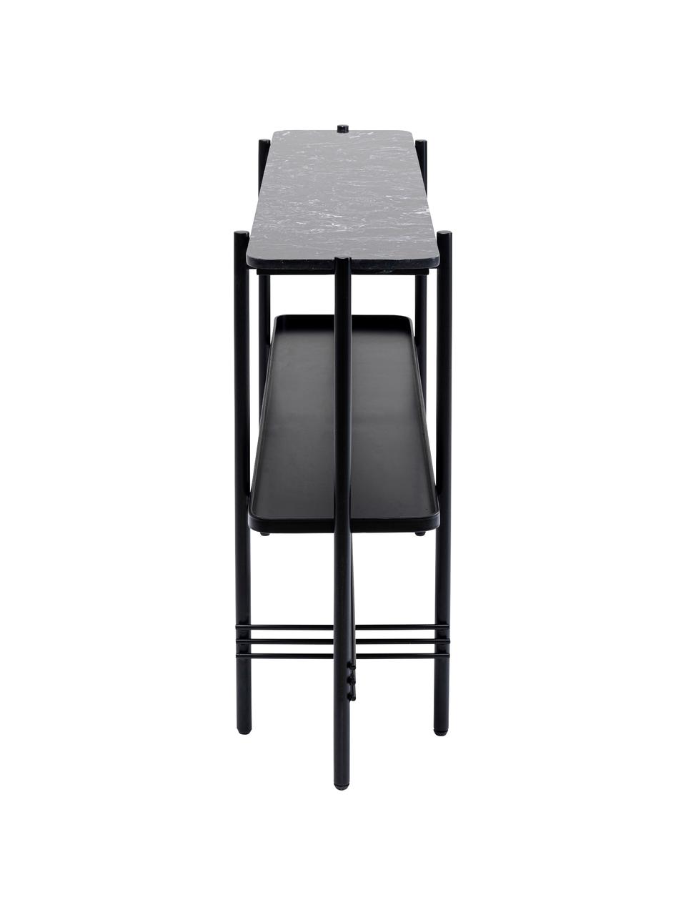 Konzolový stolík s mramorovou doskou Bennet, Čierna, Š 120 x V 72 cm