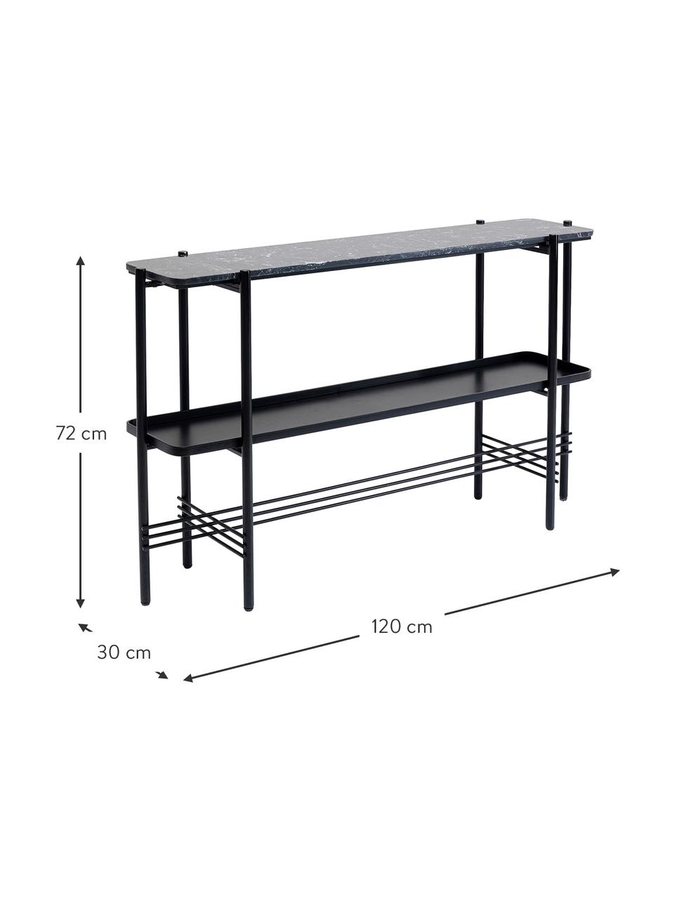 Consolle con piano in marmo Bennet, Struttura: acciaio verniciato, Nero, Larg. 120 x Alt. 72 cm