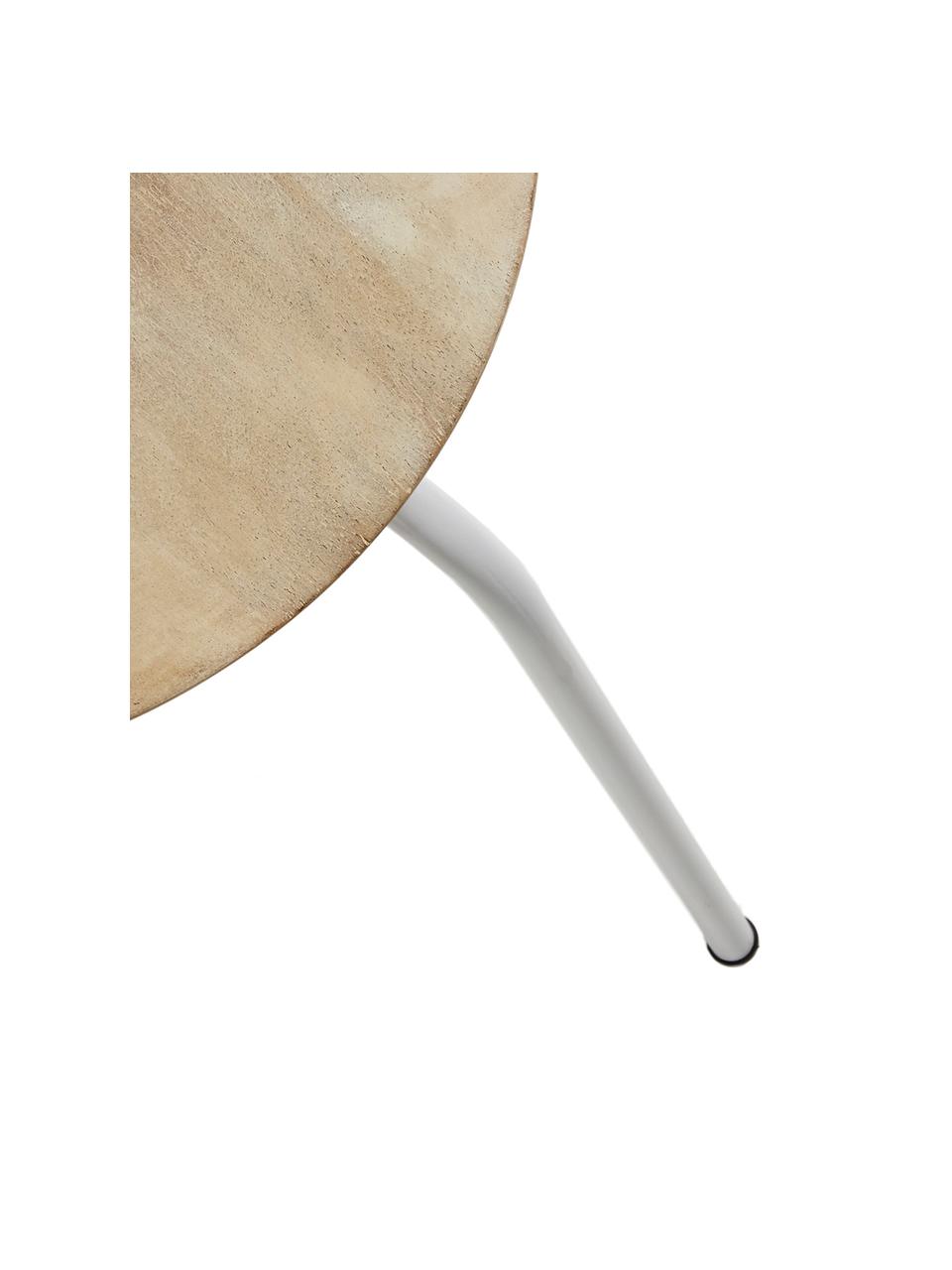 Stołek Ren, Nogi: metal lakierowany, Drewno mangowe, biały, Ø 40 x W 45 cm