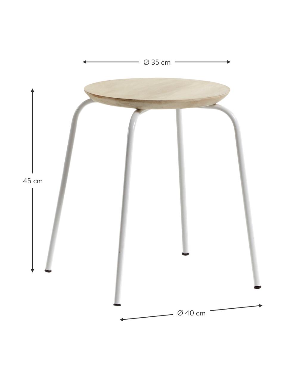 Tabouret empilable Ren, Bois de manguier, blanc