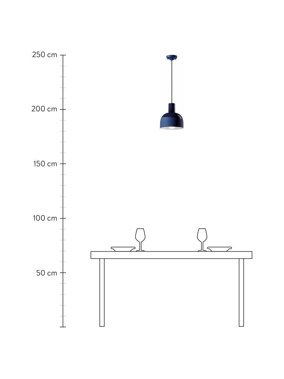 Kleine keramische hanglamp Caxixi in blauw, Lampenkap: keramiek, Baldakijn: keramiek, Blauw, Ø 22 x H 27 cm