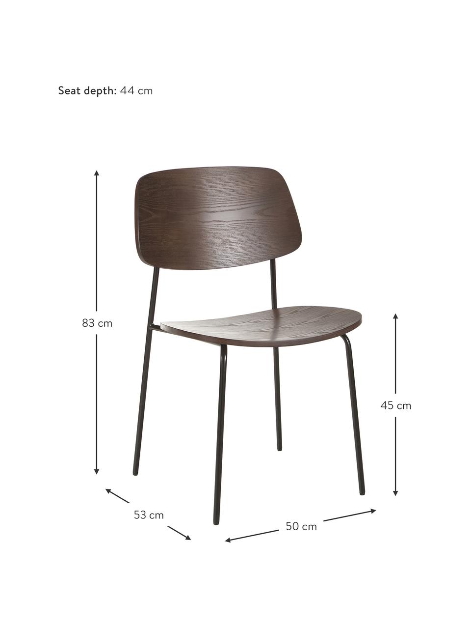 Dřevěná židle Nadja, 2 ks, Tmavé dřevo, Š 50 cm, H 53 cm