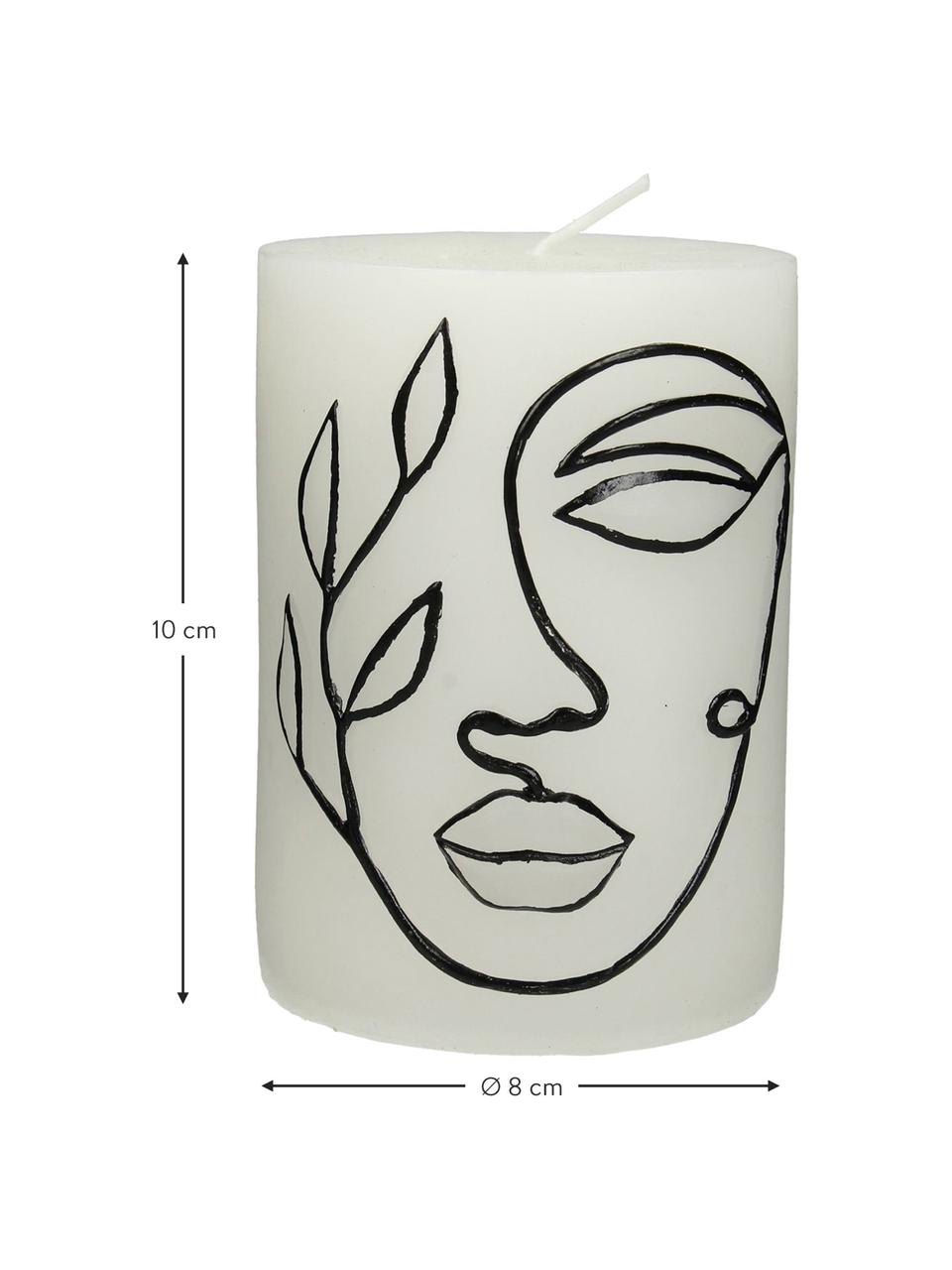 Bougie décorative Face, Cire, Blanc, noir, Ø 8 x haut. 10 cm