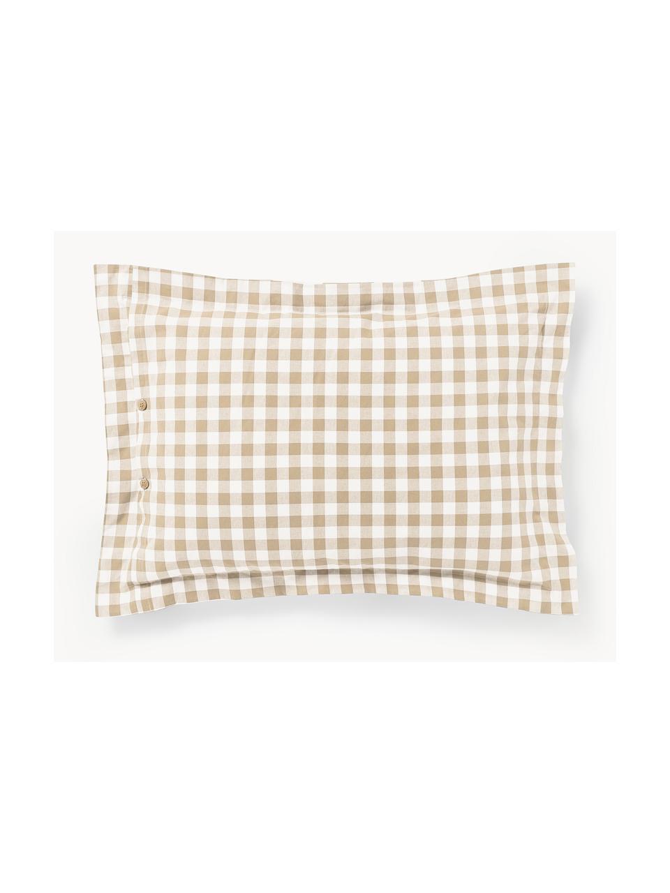 Funda de almohada de algodón Nels, Tonos beige, blanco, An 45 x Al 110 cm