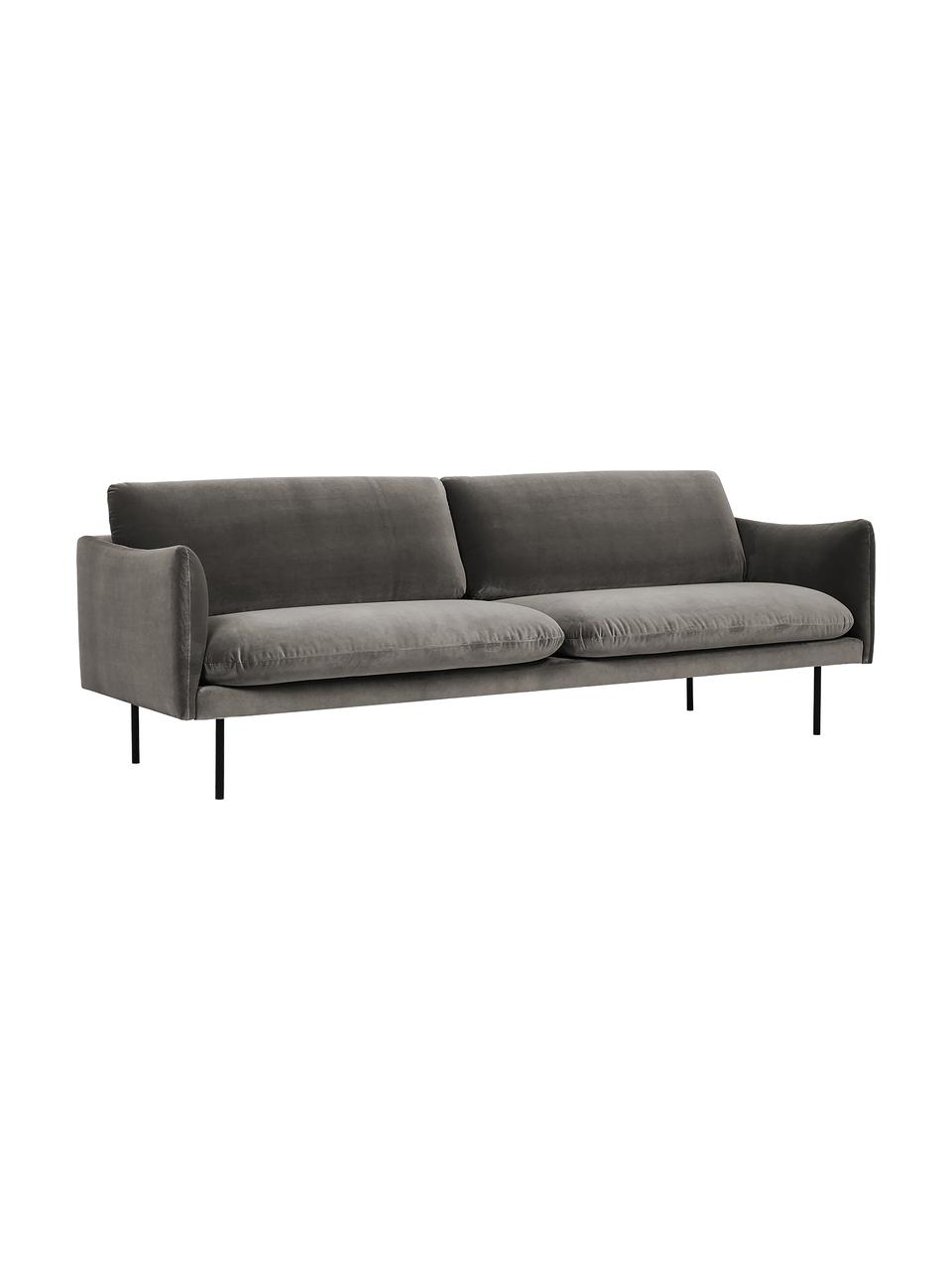 Canapé 3 places en velours et pieds en métal Moby, Velours brun-gris, larg. 220 x prof. 95 cm